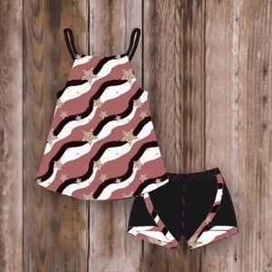 NEW ANIMAL PRINT STARS AND STRIPES 2 PIECE SHORT SET